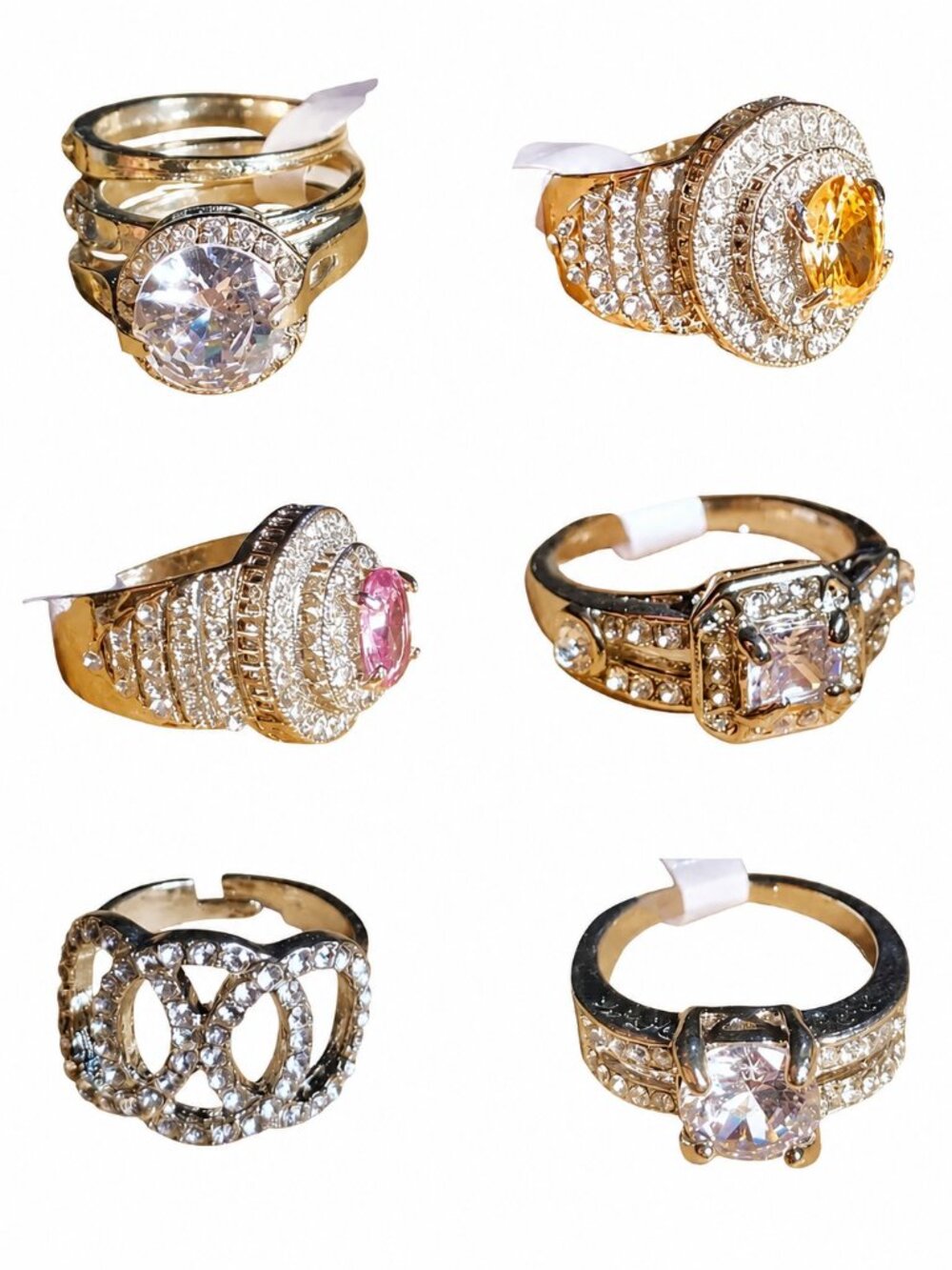 Set of 8 Silver Tone Rings, Size 7